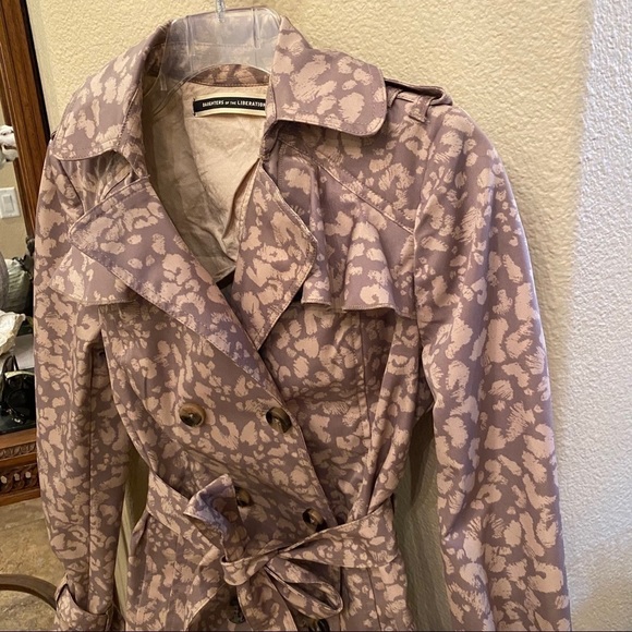 DAUGHTERS of LIBERATION Women Leopard Print Trench Coat Size 4 - Picture 2 of 9